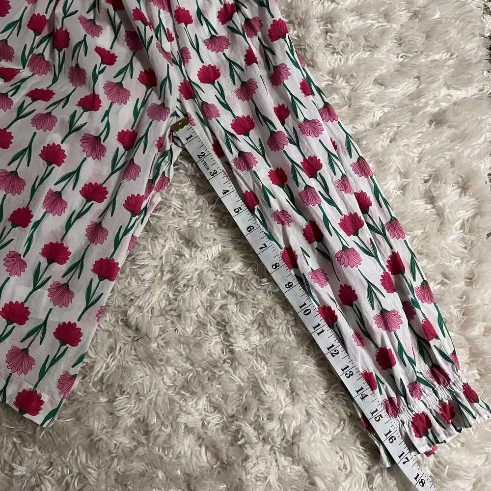 J.Crew 100% Cotton Tie Back Floral Blouse Size L